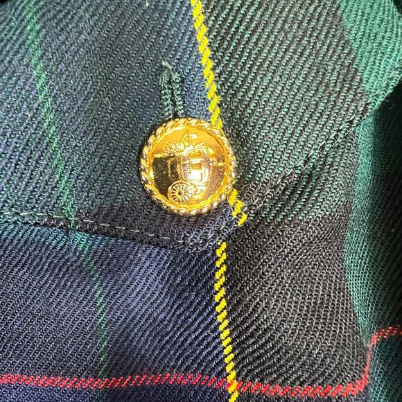 Vintage Escada Couture Plaid Wool Pants Green Yellow Red Tartan Pleated Front 38 - Picture 7 of 13